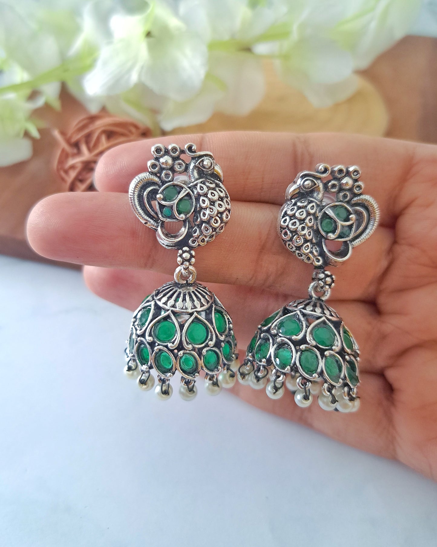 Priya Peacock Jhumkas