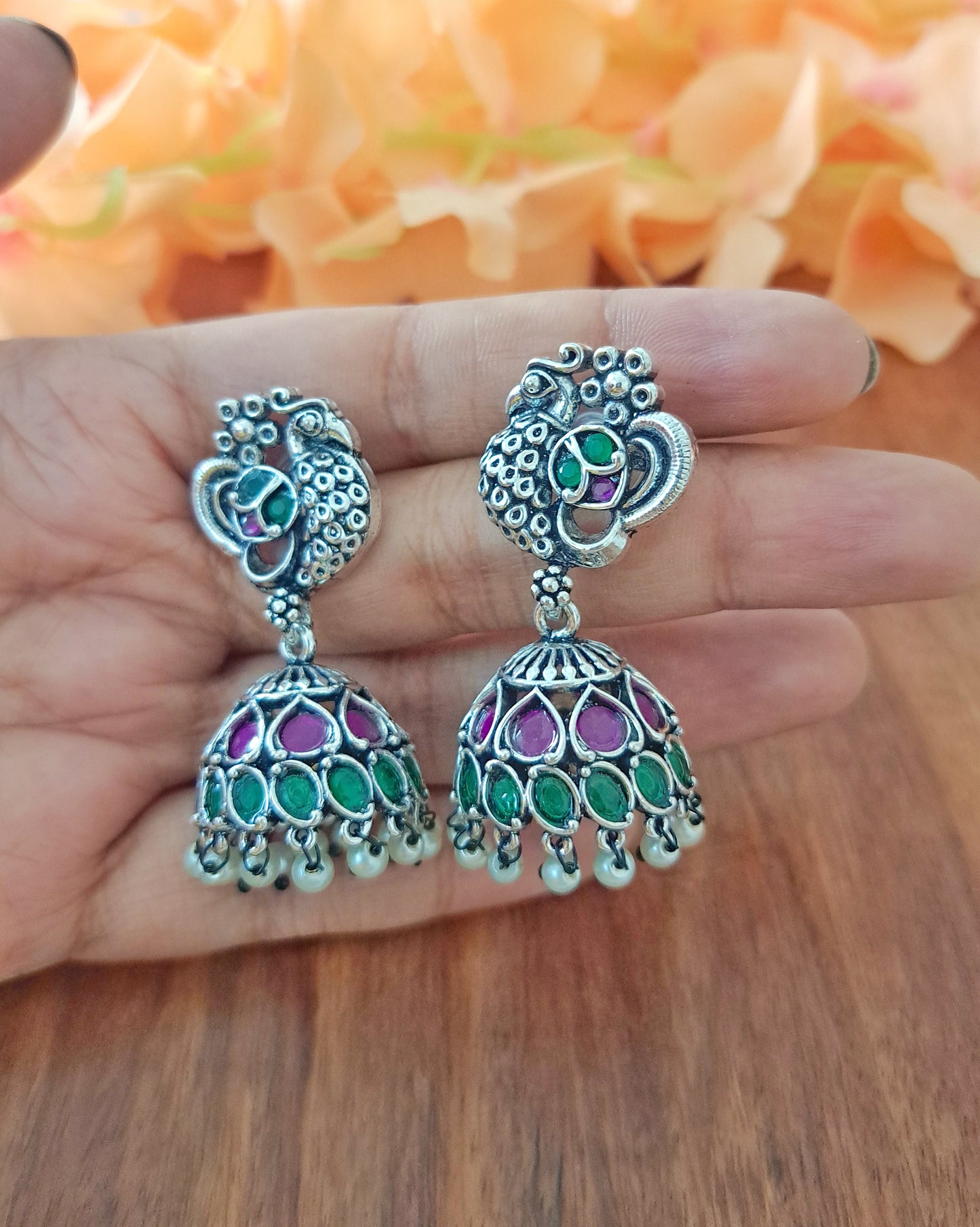 Priya Peacock Jhumkas