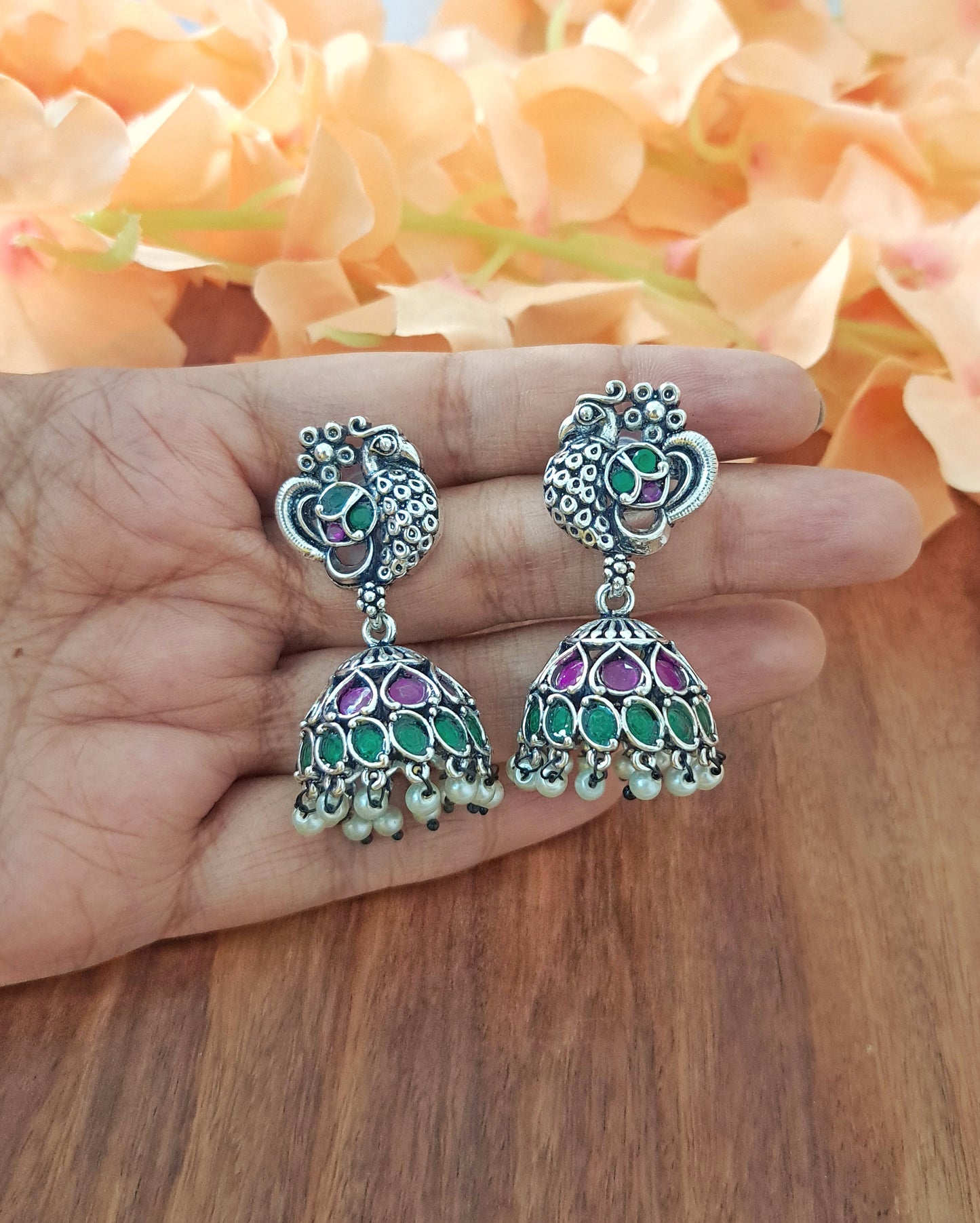 Priya Peacock Jhumkas