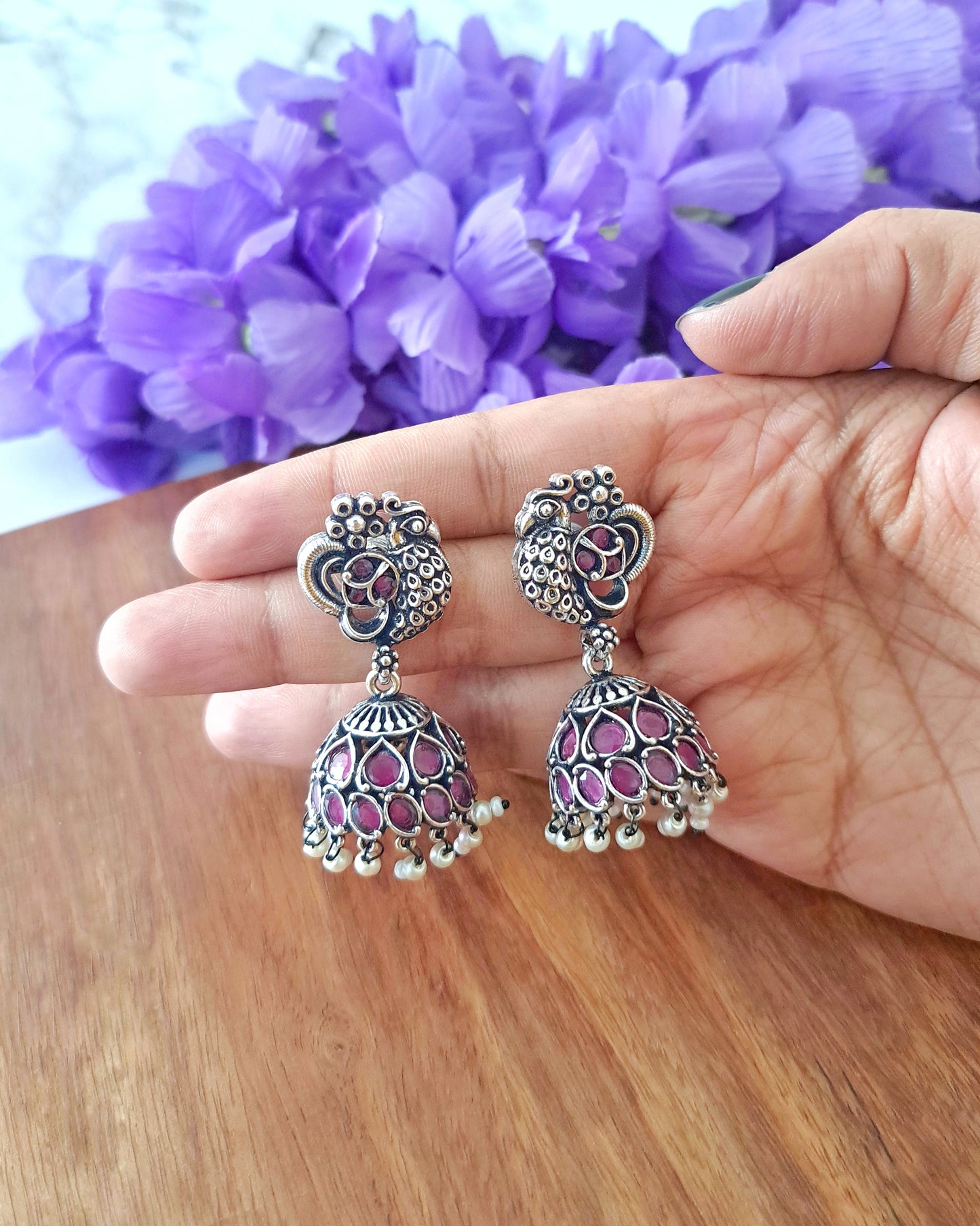 Priya Peacock Jhumkas