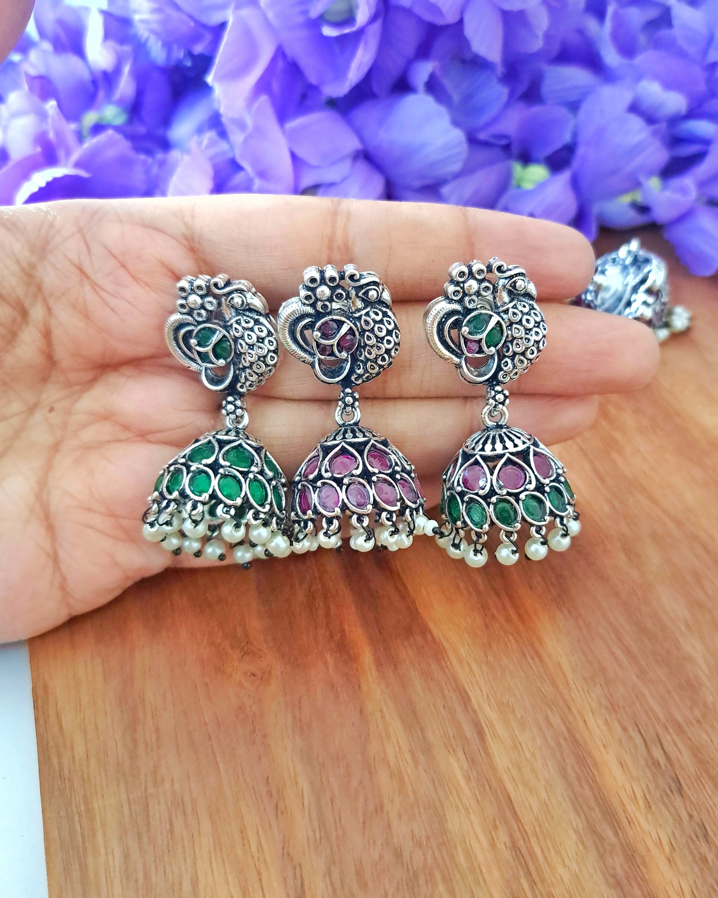 Priya Peacock Jhumkas