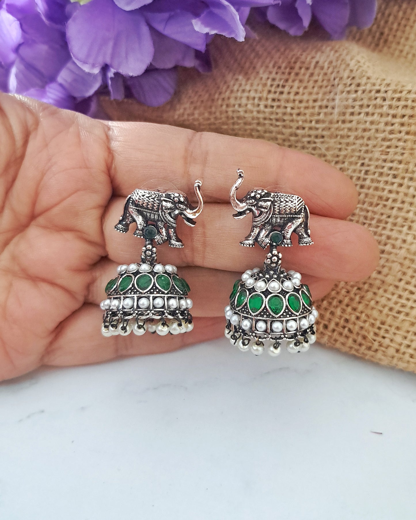 Manika Elephant Jhumkas