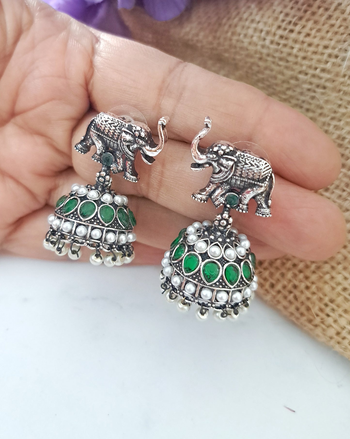 Manika Elephant Jhumkas