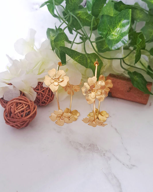 Gulmohar Flower Hoop Earrings