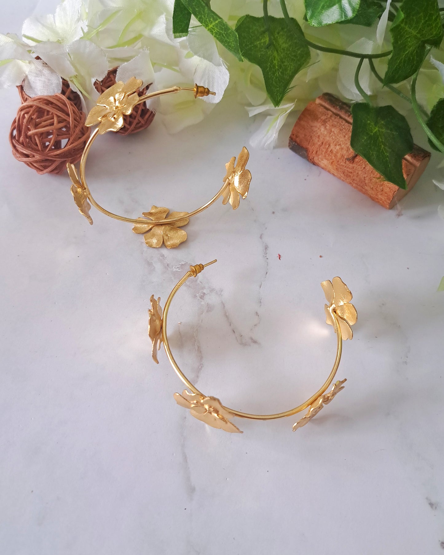 Gulmohar Flower Hoop Earrings