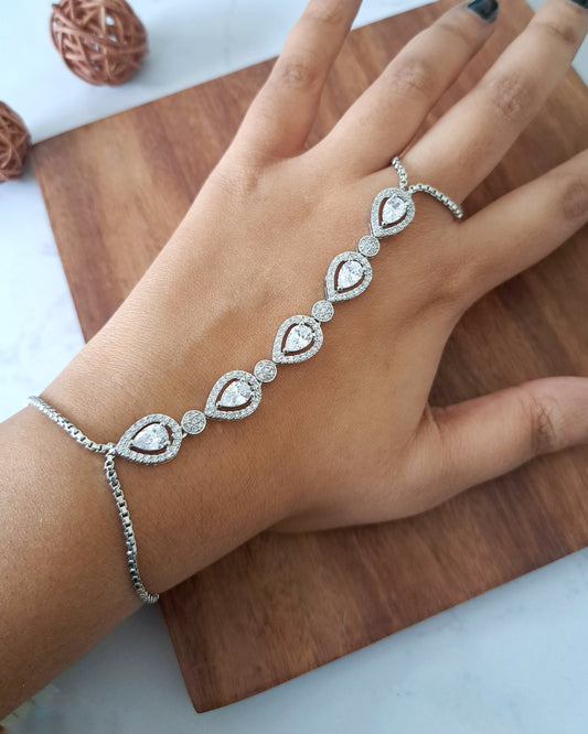 Tyra Zirconia Crystal Bracelet Harness Ring